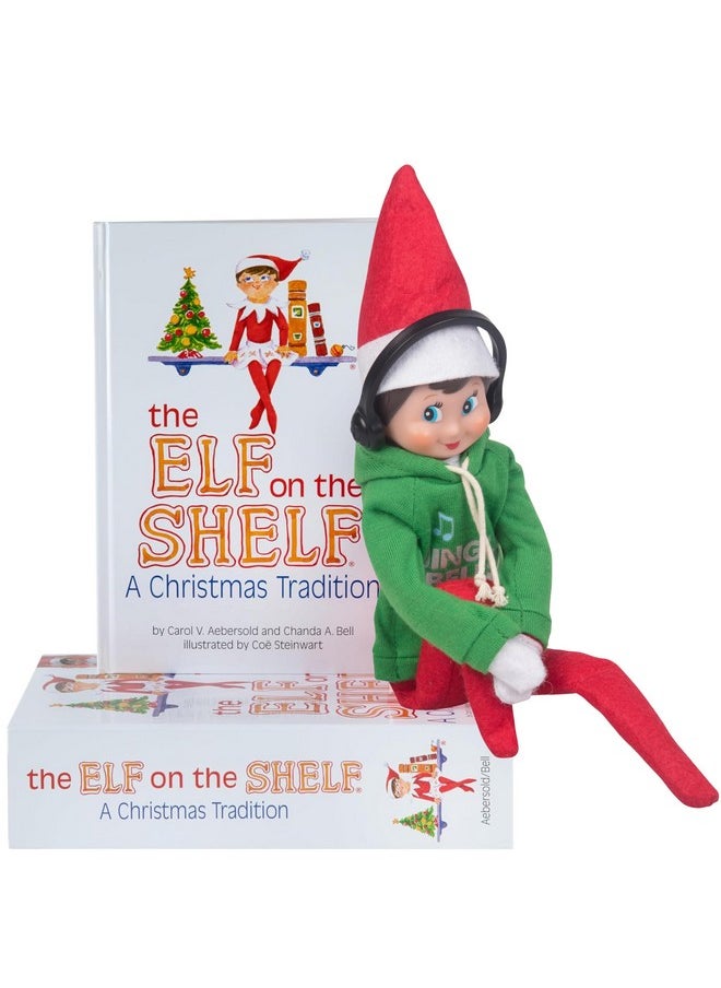 Elf On The Shelf Boy with Jingle Jam Hoodie Set - Blue Eyed Boy Elf Doll with Book and Hoodie with DJ Headphones - Customize Your Elf with Unique DJ Spinning Holiday Tunes - Elf Figure Clothing Pack