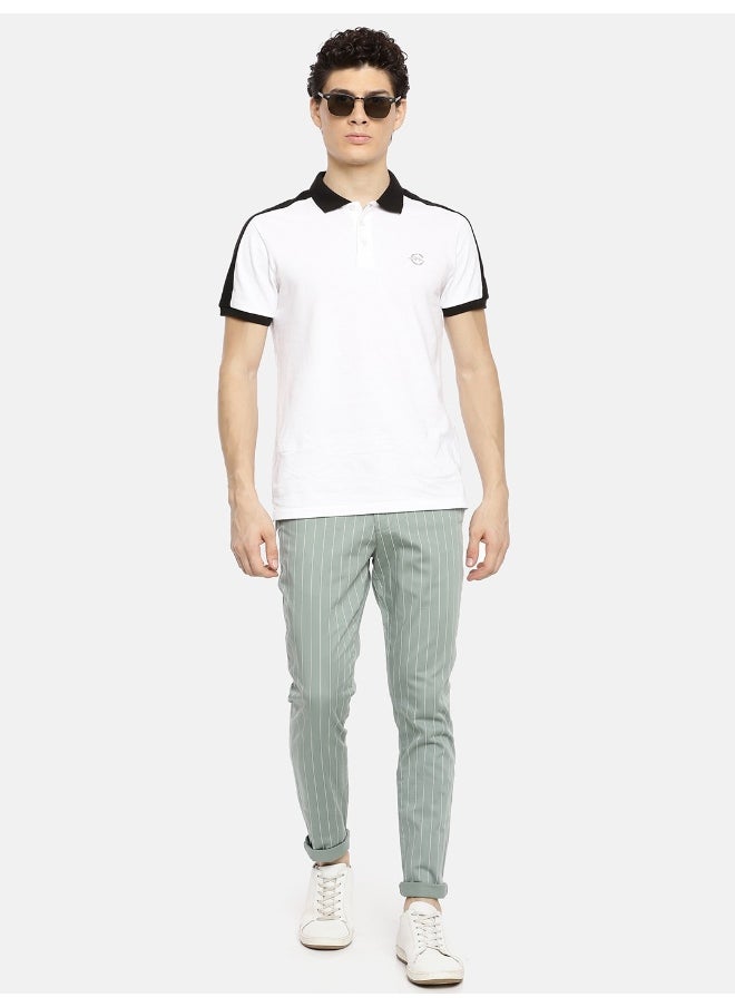 Men Slim Fit Vertical Striped Mid-Rise Chinos