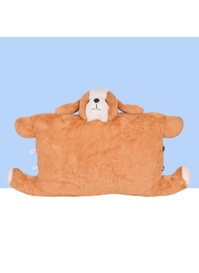 BESTIES Premium Fur Dog Soft Toy Cum Pillow Brown - Height 45 cm