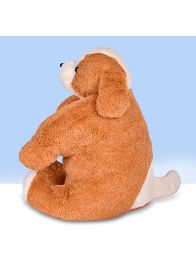 BESTIES Premium Fur Dog Soft Toy Cum Pillow Brown - Height 45 cm