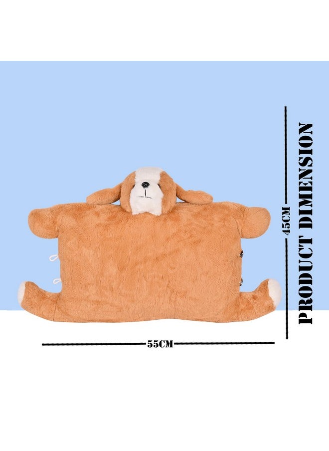 BESTIES Premium Fur Dog Soft Toy Cum Pillow Brown - Height 45 cm