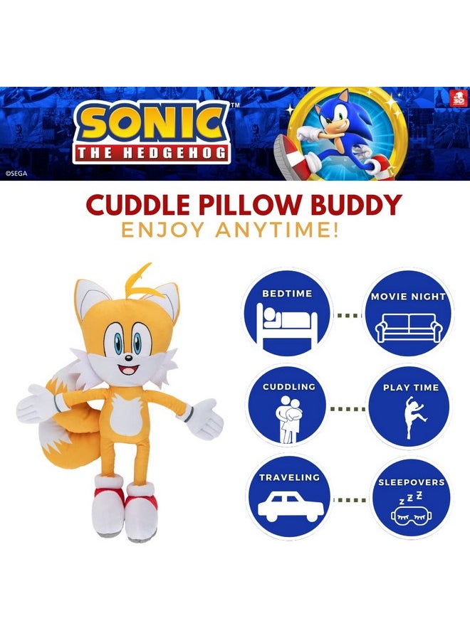 Franco Super Soft Plush Cuddle Pillow Buddy, 1 Count (Pack of 1), Sonic The Hedgehog Tails