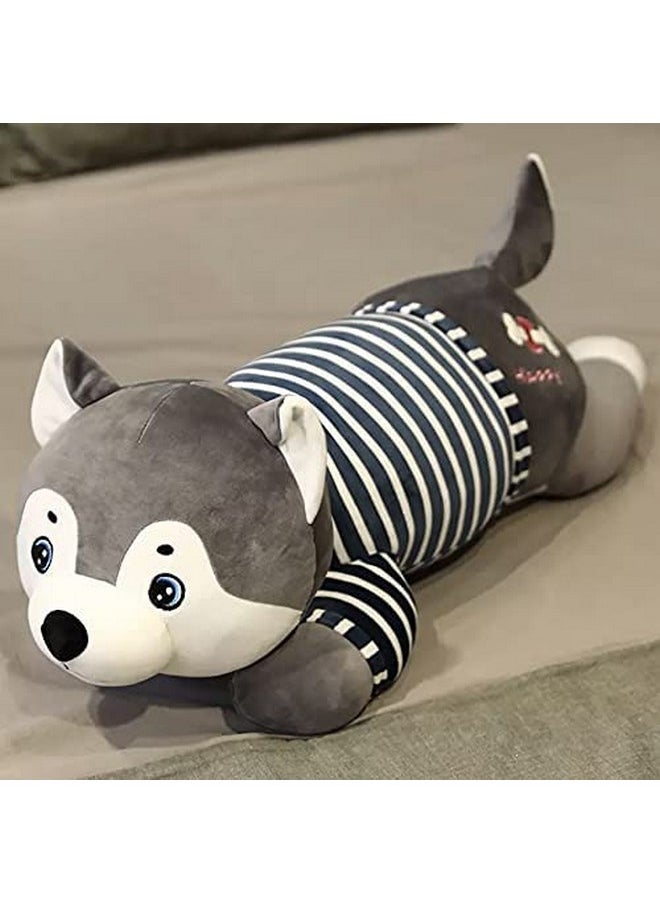 Tickles Cute Super Soft Husky Dog Pillow Stuffed Plush Animal Toy Kids Boys & Girls Birthday Gifts (Size: 30 cm Color: Grey)