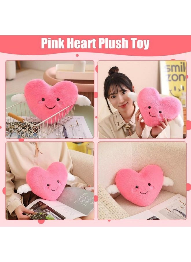 AVSHUB Pink Heart Plush Toy Cute Heart Stuffed Animal Soft Pillow Plushies Kawaii Heart Shape Plushie Valentine's Day Gifts Birthday for Kids Lover Decor