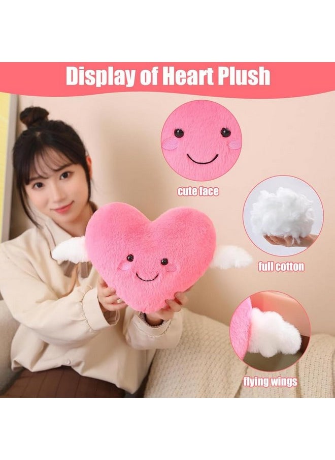 AVSHUB Pink Heart Plush Toy Cute Heart Stuffed Animal Soft Pillow Plushies Kawaii Heart Shape Plushie Valentine's Day Gifts Birthday for Kids Lover Decor