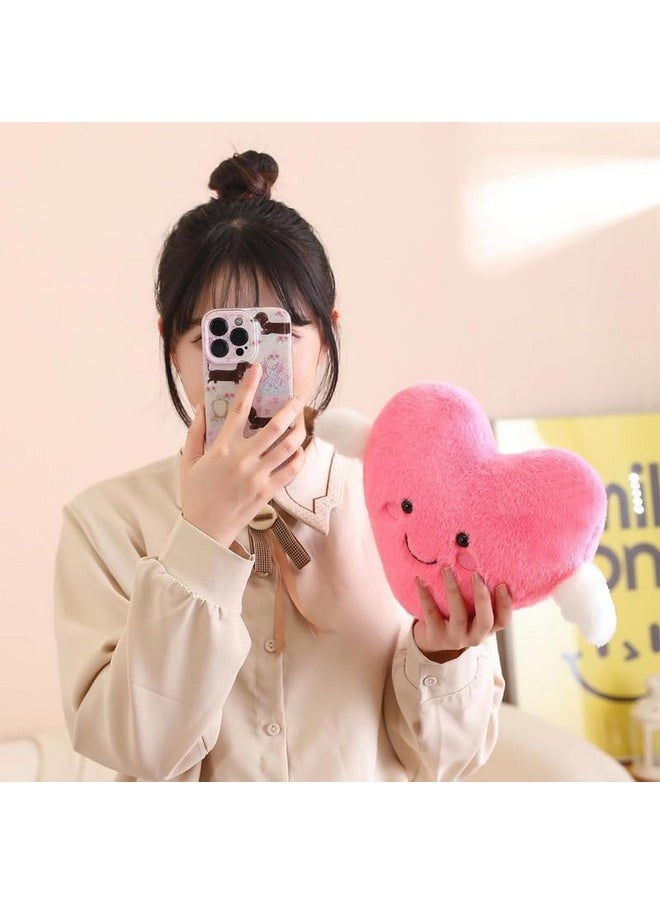 AVSHUB Pink Heart Plush Toy Cute Heart Stuffed Animal Soft Pillow Plushies Kawaii Heart Shape Plushie Valentine's Day Gifts Birthday for Kids Lover Decor