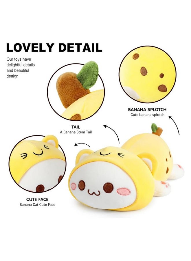 Meera Cute Kitten Banana Cat Plush Soft Toy Stuffed Animal Kitty Soft Banana Plushie Pillow for Kids