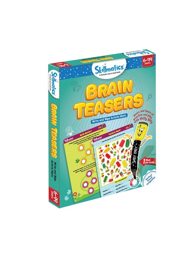 Skillmatics Educational Game: Brain Teasers | Gifts, Travel Toy & Learning Tools for 6 Year Olds and Up | Reusable Activity Mats with Dry Erase Marker