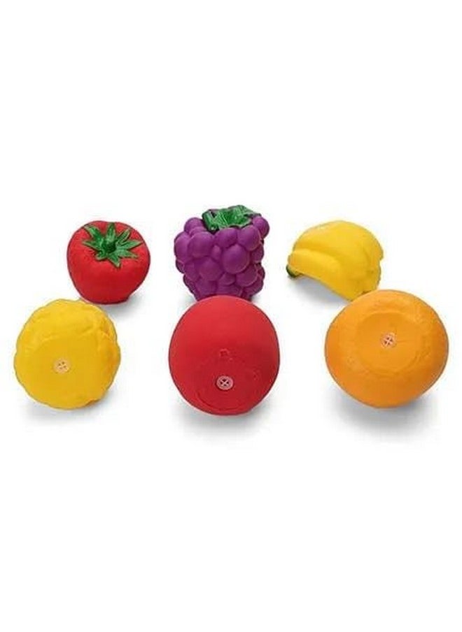 Fruit Chu Chu Sound Squeeze 6 pc Set Bath Toys I Bath Toy I Colorful Toy Heavy Quality ,Squeezy Toys Fruit 6 pcs Pack for Infants. The Sweet Musical Sound of The Squeezy Toy