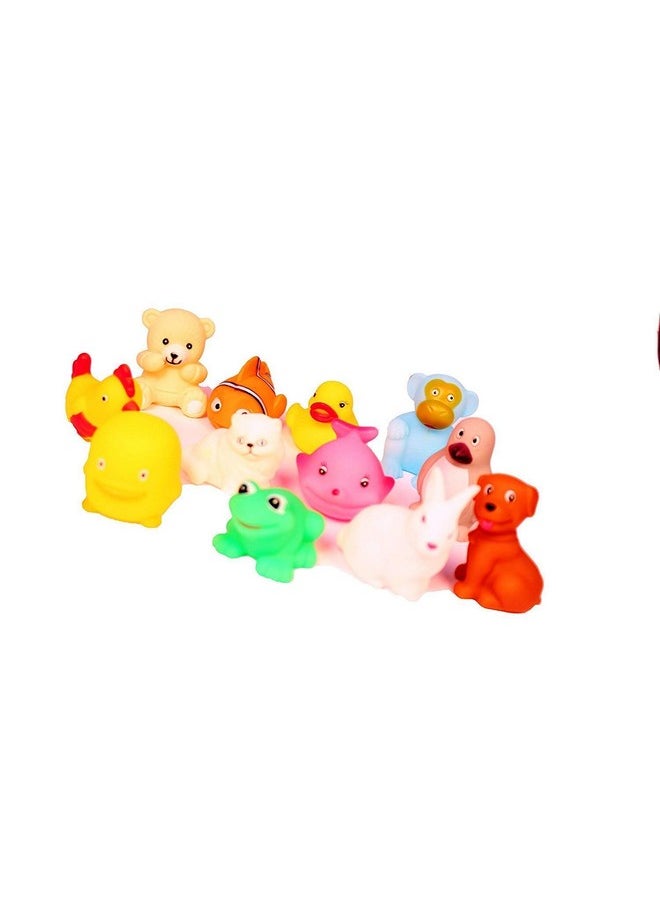 BANQLYN 12 pcs Rubber Colorful Floating Baby Toys. Cute Animal Bath Toys Non-Toxic, BPA Free Colorful Soft Natural Rubber Float Squeeze Sound Squeaky Bathing Toy