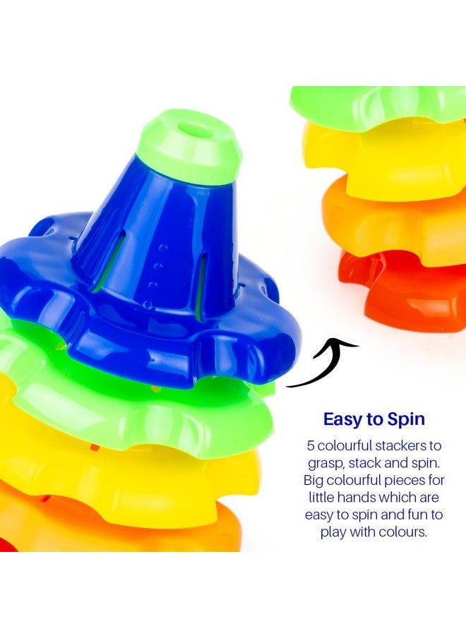 Ratna's Stack-N-Spin 5 Colourful Stackers Spinners Activity Toy for Babies, Infant & Preschool Toys Multicolour