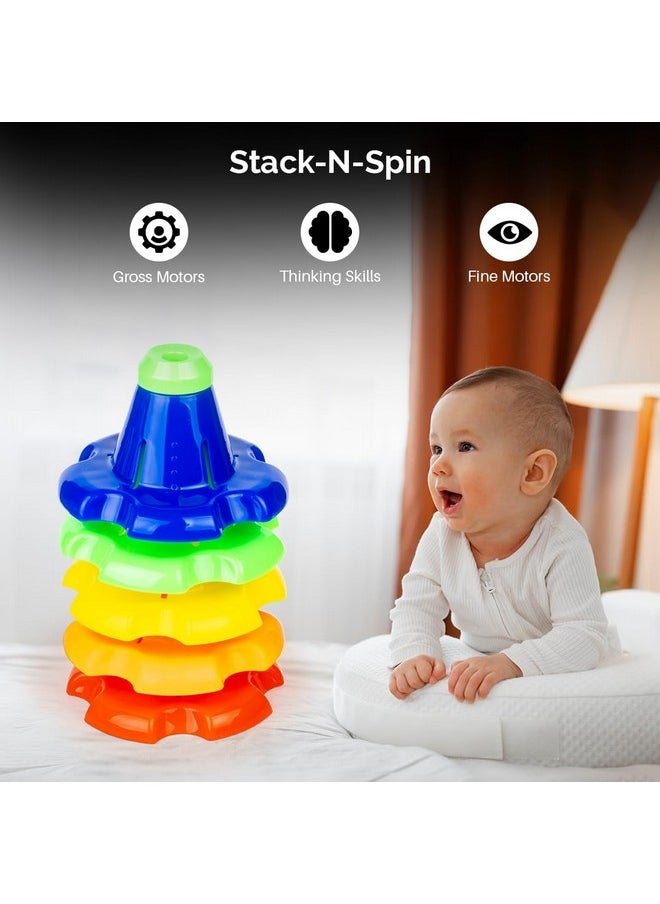 Ratna's Stack-N-Spin 5 Colourful Stackers Spinners Activity Toy for Babies, Infant & Preschool Toys Multicolour