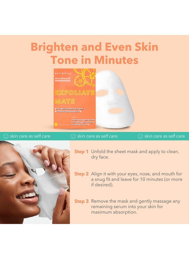 Exfoliate Mate Face Mask - Exfoliating Facial Sheet Masks W/Papaya & Lactic Acid Serum, Removes Dead Skins & Unclogs Pores For Smooth & Brighter Skin - Ultimate Skincare Solution (4 Count)