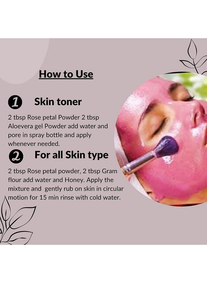 Rose petal powder by mi nature | 100g(3.5 oz) | Rose petal powder fir skin care | Facial masks | Face pack | No added Preservatives