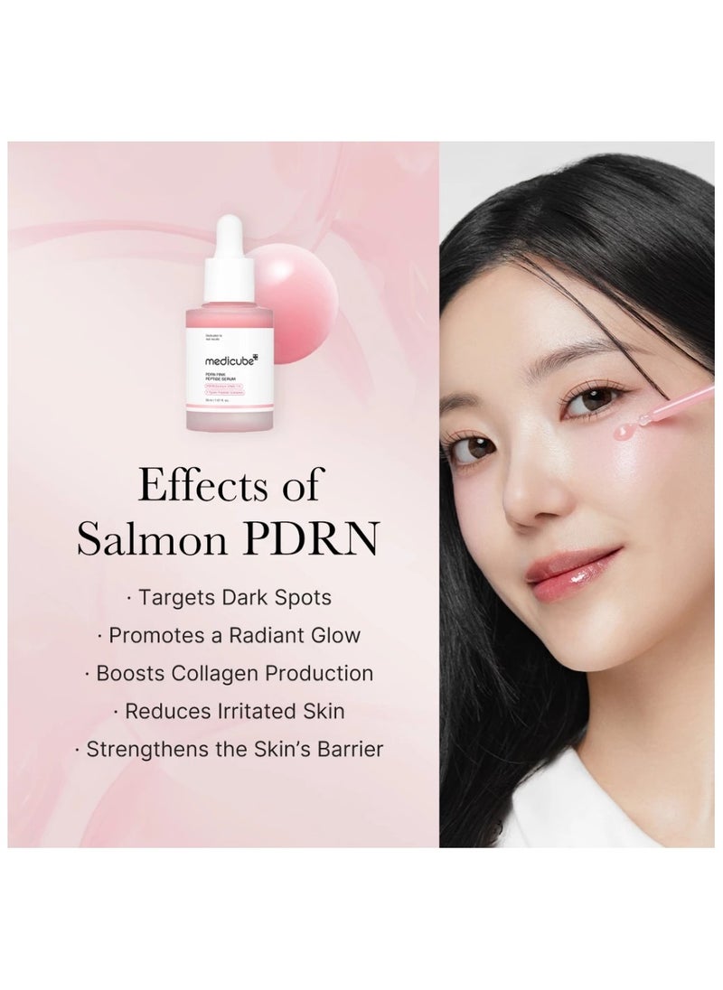 PDRN Pink Peptide Serum, Pink glow serum, Peptide, Niacinamide, Hydrating & Moisturizing & Firming, Uneven Skin Tone, Korean Skincare (30ml)