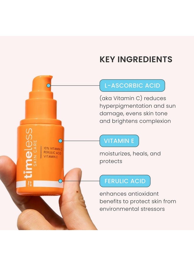 Timeless Skin Care Vitamin C Serum with Vitamin E & Ferulic Acid - 10% Vitamin C Brightening Serum - Face Serum for Oily & Dry Skin - Fragrance-Free Serum for Skin Care - 4 oz