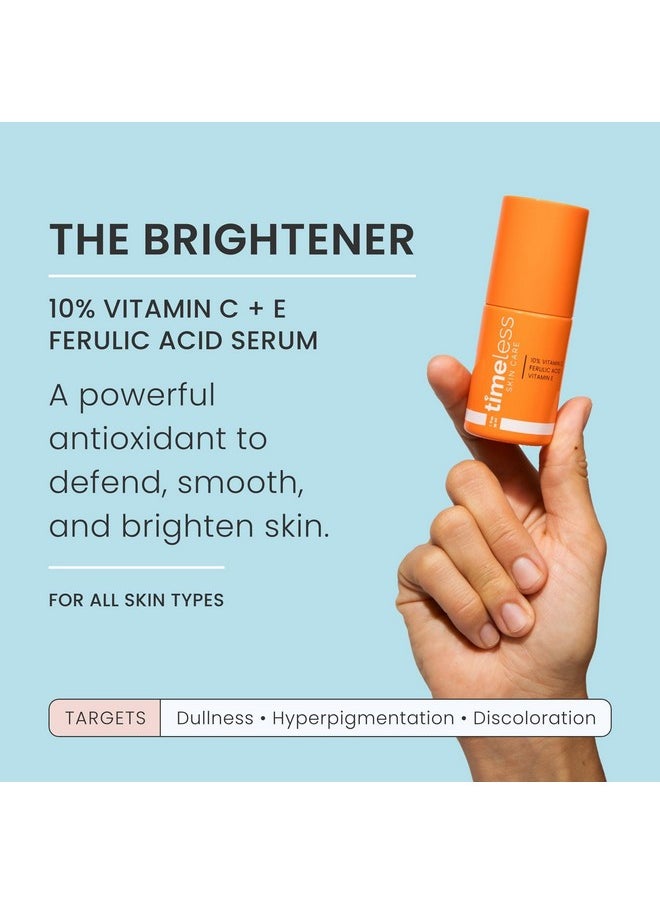 Timeless Skin Care Vitamin C Serum with Vitamin E & Ferulic Acid - 10% Vitamin C Brightening Serum - Face Serum for Oily & Dry Skin - Fragrance-Free Serum for Skin Care - 4 oz