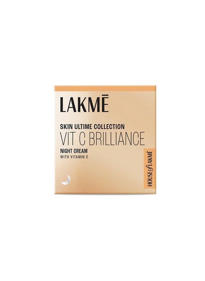 LAKMÉ 9To5 Vitamin C+ Night Cream with 98% Pure Vitamin C complex, to reduce Skin dullness and Glowing Skin, 50g