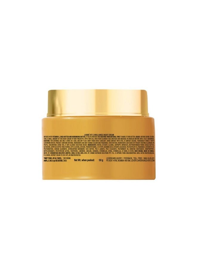 LAKMÉ 9To5 Vitamin C+ Night Cream with 98% Pure Vitamin C complex, to reduce Skin dullness and Glowing Skin, 50g