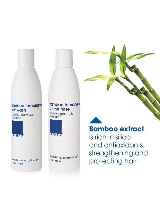 LATHER Bamboo Lemongrass Shampoo & Conditioner Set - Gentle Daily Moisturizing Shampoo & Hair Detangler Conditioner for All Hair Types - Lightweight, Non-Greasy, Sulfate Free - 8 Fl Oz Bottles