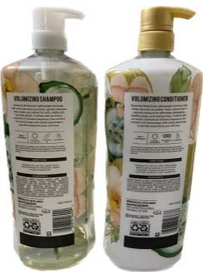 Pantene Essential Botanicals White Tea and Cucumber Volumizing Shampoo and Conditioner Set - 38.2 oz Per Bottle - 0% Parabens, Dyes, Mineral Oil, Phthalates, and Phosphates