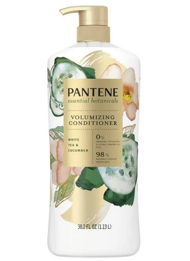 Pantene Essential Botanicals White Tea and Cucumber Volumizing Shampoo and Conditioner Set - 38.2 oz Per Bottle - 0% Parabens, Dyes, Mineral Oil, Phthalates, and Phosphates