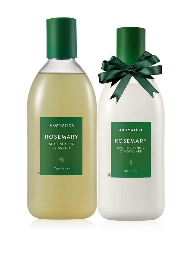 AROMATICA Rosemary Scalp Scaling Shampoo and Conditioner Set 13.53 fl.oz each - Vegan Hair Care Gift Set with Rosemary Oil. Sulfate Free Shampoo Conditioner For Hair Growth