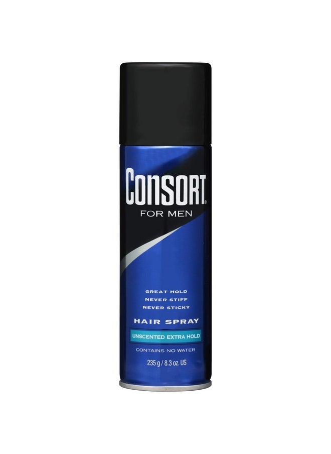 Consort For Men Hair Spray Aerosol Unscented Extra Hold 8.30 oz (Pack of 12)