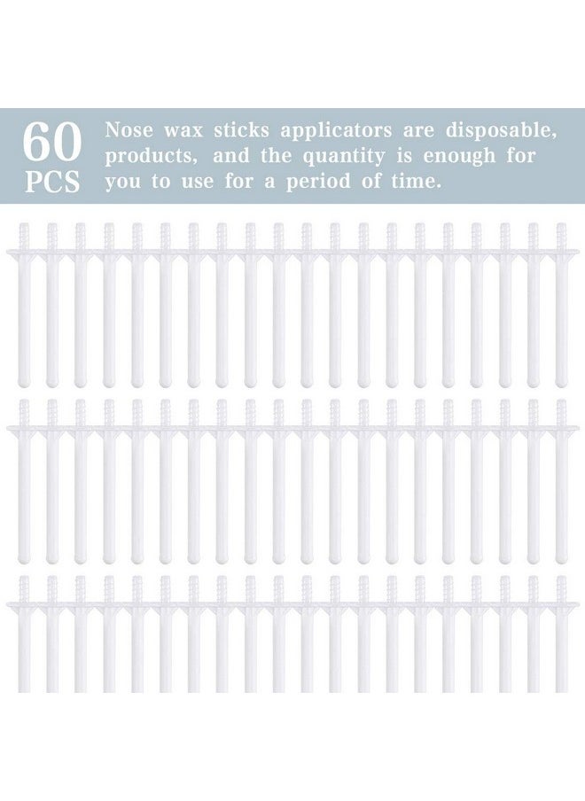 60 Pieces Plastic Wax Applicator Wands with Disposable Spatulas for Nose Hair Removal and Nostril Cleaning