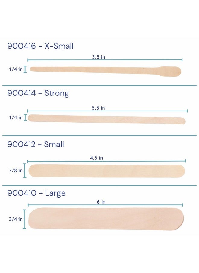 Dukal Small Wooden Wax Sticks - Body Hair Removal Applicator for Waxing, 3/8” x 4.5” (Pack of 100)