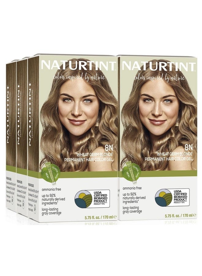 Naturtint 8N Wheat Germ Blonde Permanent Hair Color (Pack of 6), Ammonia Free, Vegan, Cruelty Free, up to 100% Gray Coverage, Long Lasting Results (Packaging may vary)