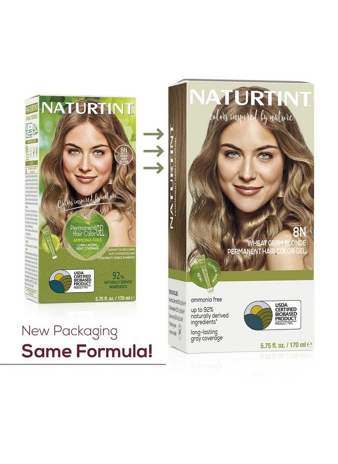 Naturtint 8N Wheat Germ Blonde Permanent Hair Color (Pack of 6), Ammonia Free, Vegan, Cruelty Free, up to 100% Gray Coverage, Long Lasting Results (Packaging may vary)