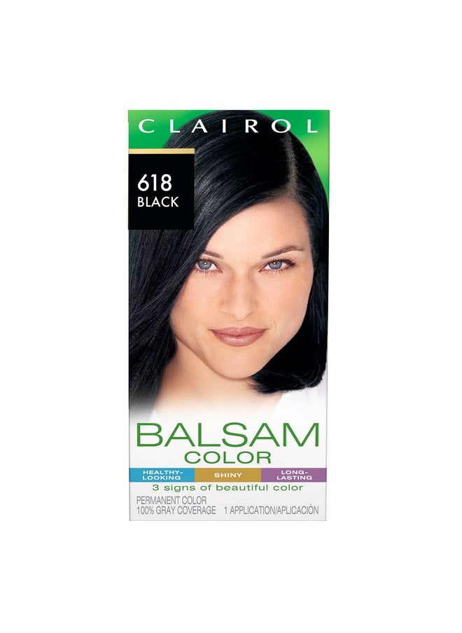 Clairol Balsam Permanent Hair Dye, 618 Black Hair Color, Pack of 1