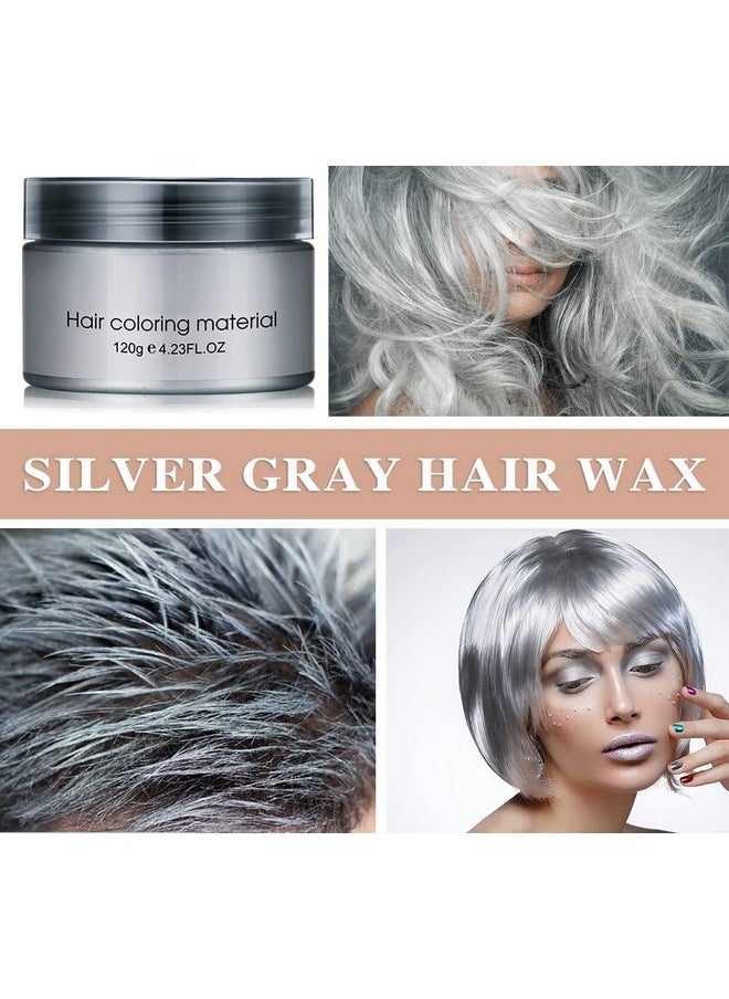 Silver Gray Hair Wax,Temporary Natural Mud Grey Hair Dye Coloring Wax for Cosplay,Party,Show,Daily Use Etc,Long Lasting,Washable,Refreshing & Non-greasy Matte Hairstyle Ash