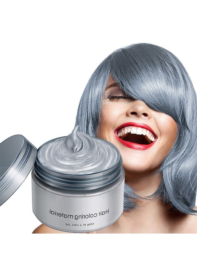 Silver Gray Hair Wax,Temporary Natural Mud Grey Hair Dye Coloring Wax for Cosplay,Party,Show,Daily Use Etc,Long Lasting,Washable,Refreshing & Non-greasy Matte Hairstyle Ash