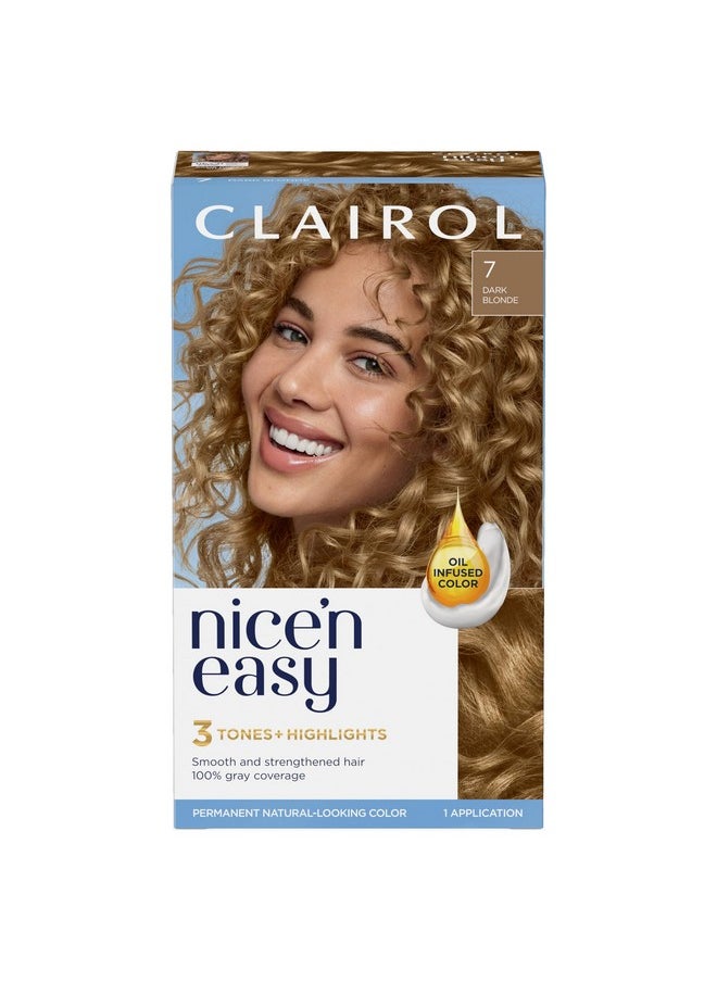 Clairol Nice'n Easy Permanent Hair Dye, 7 Dark Blonde Hair Color, Pack of 1