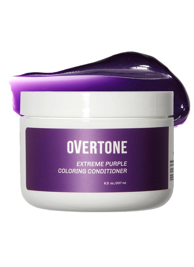 oVertone Haircare Color Depositing Conditioner - 8 oz Semi Permanent Hair Color with Shea Butter & Coconut Oil - Temporary Hair Color Dye - Vegan, Cruelty-Free - Extreme Purple