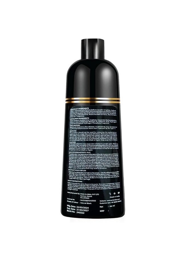 BSY Noni Natural Black Hair color shampoo - 180ml - Pump Pack | No Ammonia | 3 in 1 - Hair Dye Shampoo, conditioner for women | Noni Fruit Hair Dye for Men | 5 Minutes Hair Color