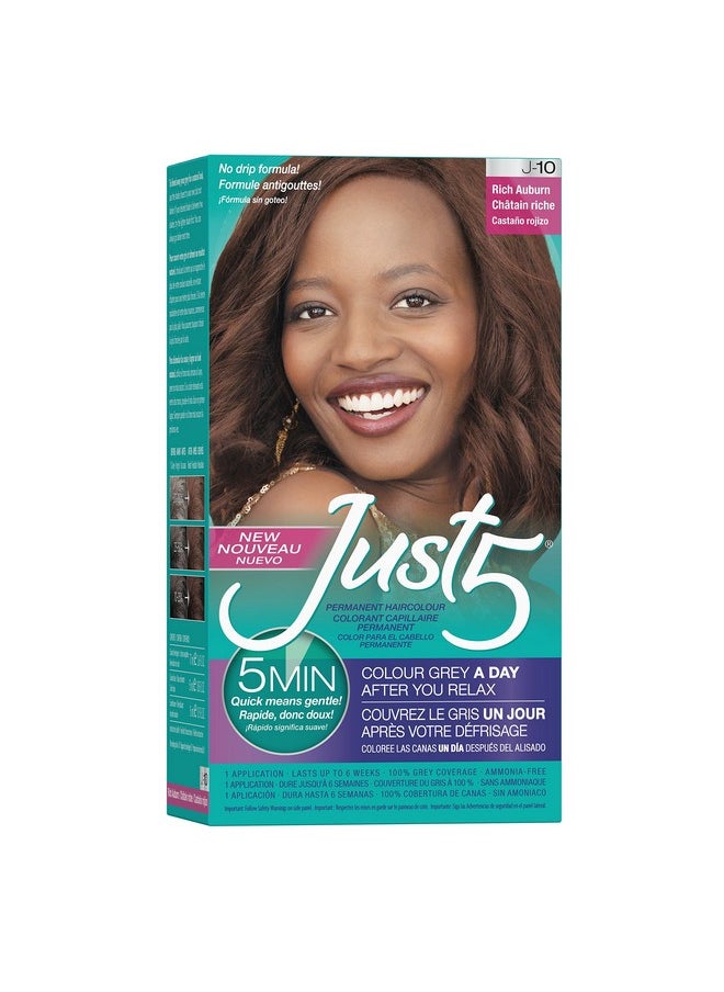 Just 5 Women's 5 Minute Permanent Hair Color with Conditioner, Grey Hair Coloring for Women - Rich Auburn