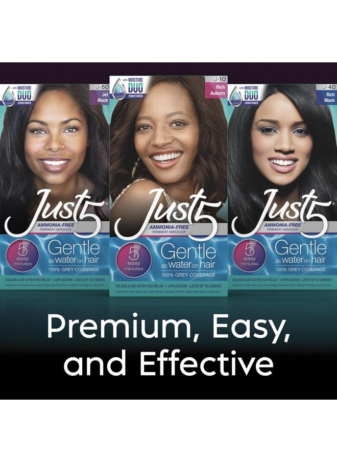 Just 5 Women's 5 Minute Permanent Hair Color with Conditioner, Grey Hair Coloring for Women - Rich Auburn