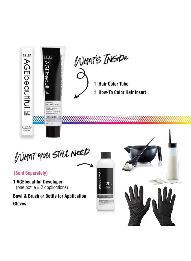 AGE beautiful Permanent Hair Color Dye Liqui Creme | 100% Gray Coverage | Anti-Aging Haircolor | Biotin for Thicker, Fuller Hair | Professional Salon Coloring | 6A Light Ash Brown