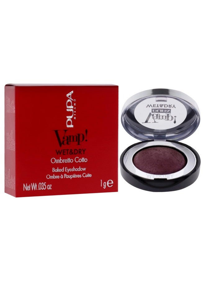 Pupa Milano Vamp! Wet And Dry Baked Eyeshadow - Brilliant And Highly Pigmented Colors - Light And Creamy Makeup Formula - Professional Quality Shimmer Powder Eye Shadows - 205 Hot Violet - 0.035 Oz