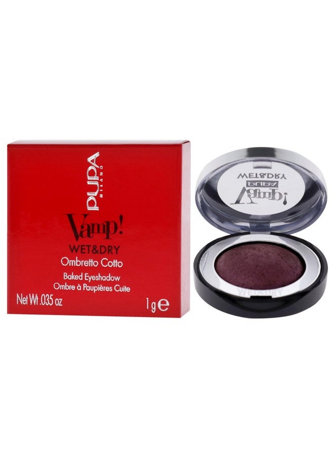 Pupa Milano Vamp! Wet And Dry Baked Eyeshadow - Brilliant And Highly Pigmented Colors - Light And Creamy Makeup Formula - Professional Quality Shimmer Powder Eye Shadows - 205 Hot Violet - 0.035 Oz