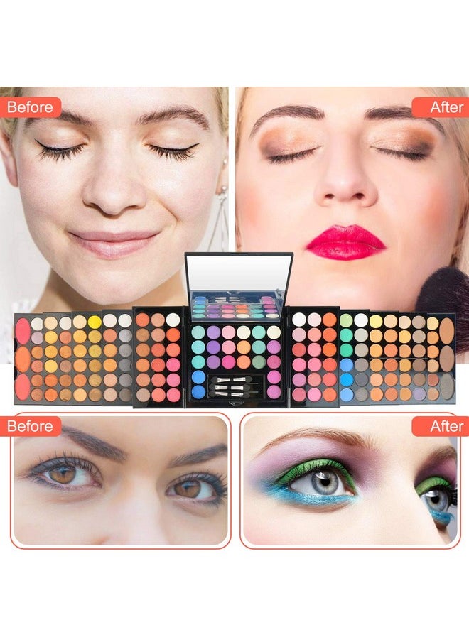 Pure Vie All-in-One Holiday Makeup Gift Set Essential Starter Full Makeup Kit for Women Include Colorful Highly Pigment Shimmer Glitter Eyeshadow Palette Concealer Blush Eyeliner Face Powder Lipgloss