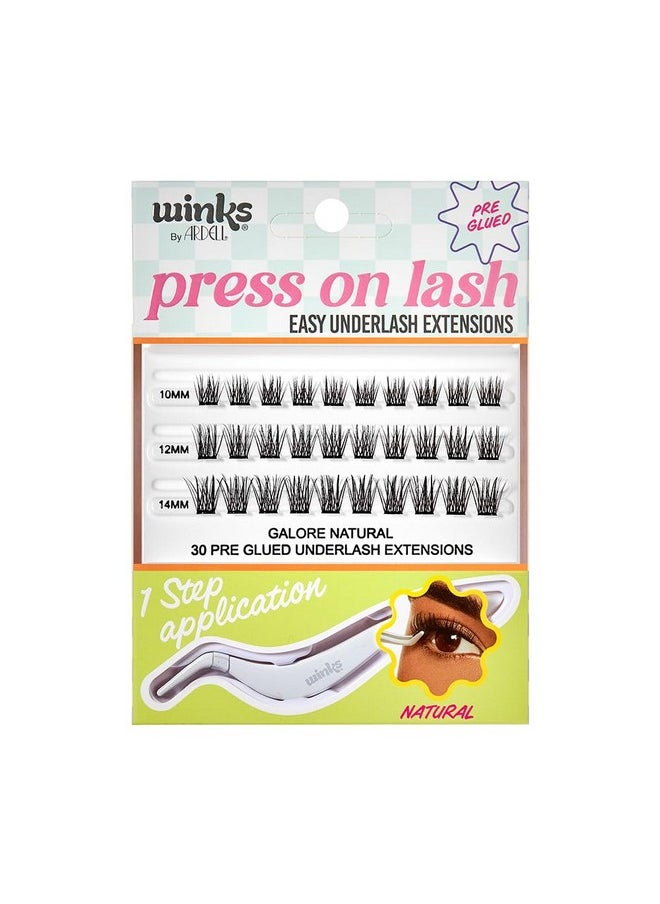 Ardell Winks Press On Underlash Extensions - Pre-Glued, 30 DIY Lash Clusters, Eyelash Extension Kit, Natural Look, Individual Lashes with Applicator, 1-Pack