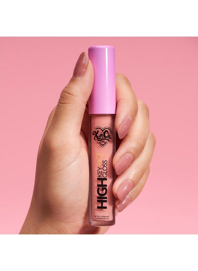 Kimchi Chic High Key Gloss, High-Shine Lip Gloss Helps Illuminate Your Look and Face, Non-Sticky, Light Peach With Pink Undertone, 14 Peach Pink, 3.5ml