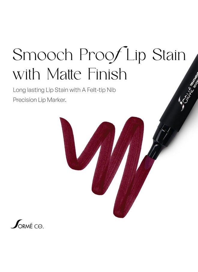 SORMÉ Smooch Proof Lip Stains with Matte Finish - Long lasting Lip Stain with A Felt-tip Nib Precision Lip Marker - Gluten Free, Vegetable Dye Based, Smear Proof, and Color Pop Lip Stain Marker - Vamp