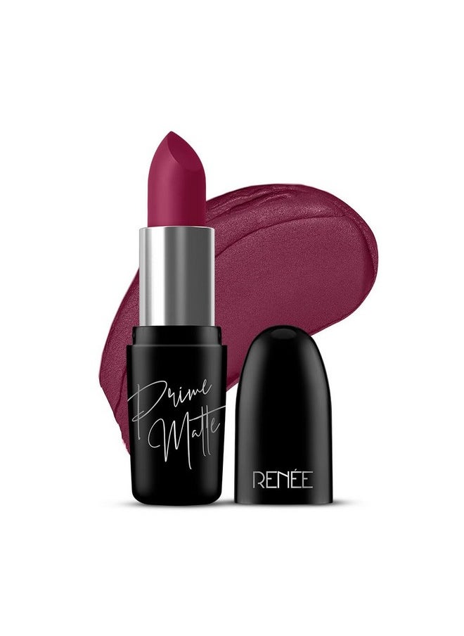 Prime Matte Lipstick - Mulberry Wine, Lightweight & Long-Lasting Formula, Creamy Matte Finish, One Swipe Application, Non-Drying, Vitamin E Infused, 4.5Gm