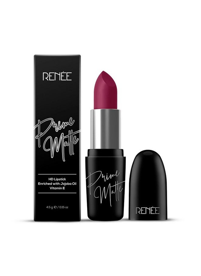 Prime Matte Lipstick - Mulberry Wine, Lightweight & Long-Lasting Formula, Creamy Matte Finish, One Swipe Application, Non-Drying, Vitamin E Infused, 4.5Gm