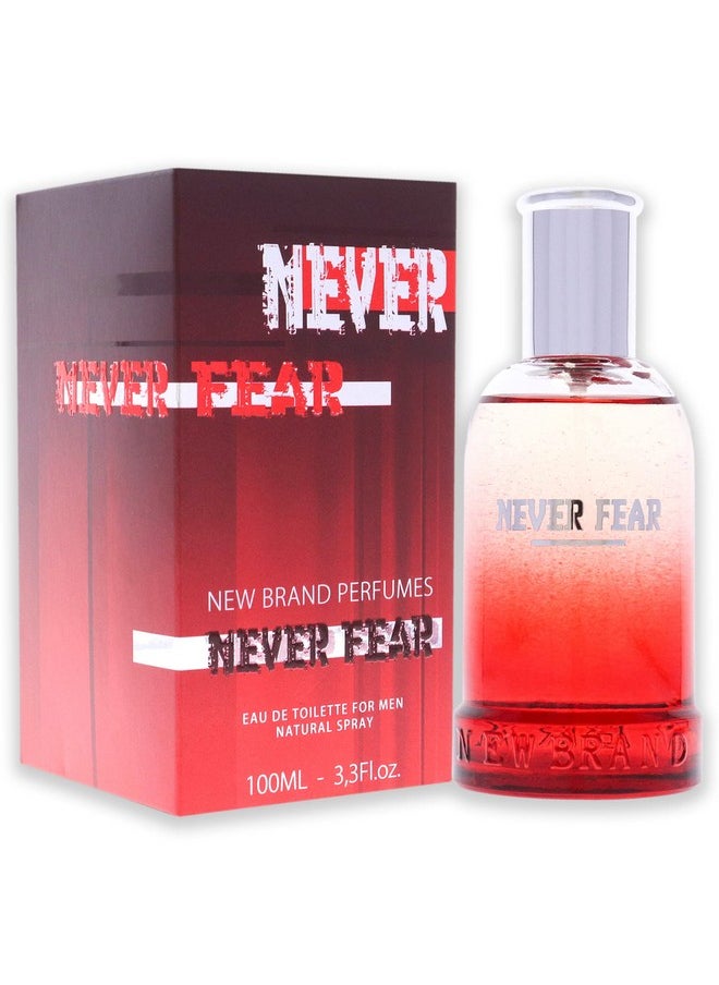 New Brand Perfumes Never Fear EDT Spray Men 3.3 oz (sem numero)